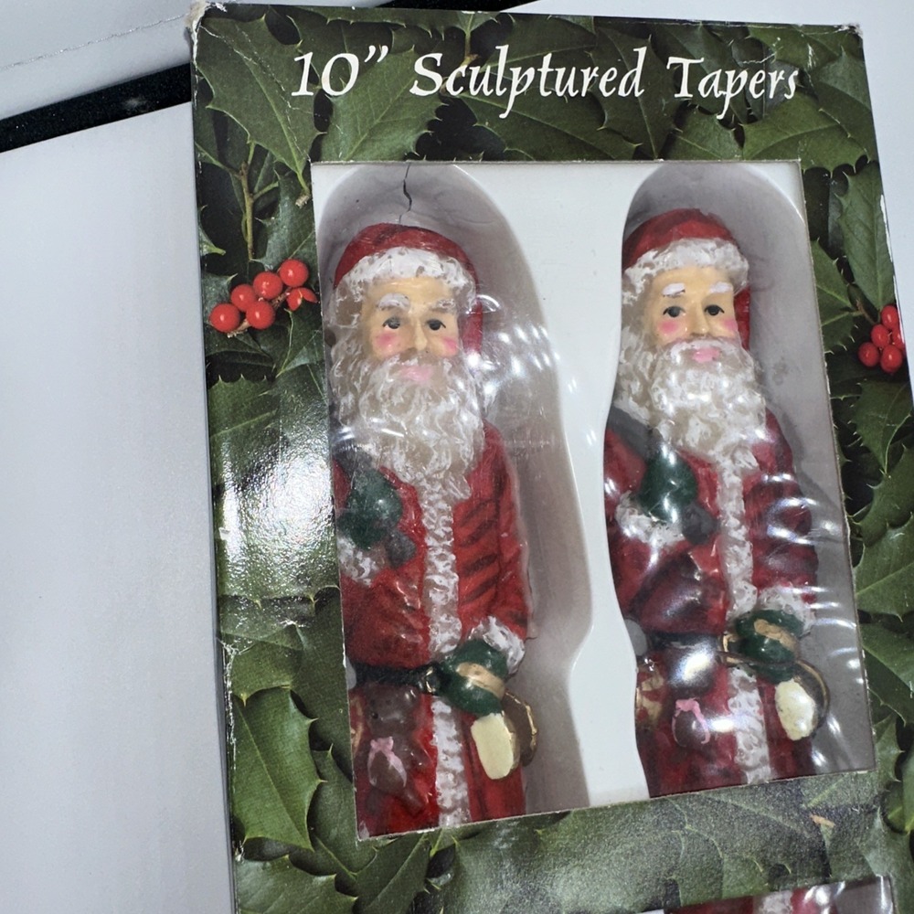 Robert Alan 10" Santa Claus Father Christmas Sculptured Tapers Candles Vintage